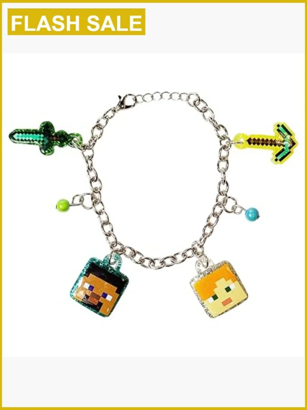 Minecraft Charm Bracelet with Metal Charms for Kids